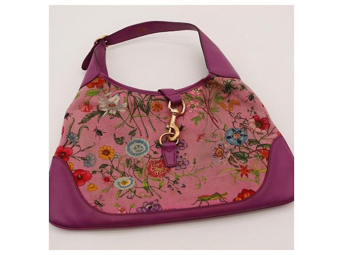 Borsa hobo Gucci con stampa floreale Rosa D'oro Porpora - vista 6