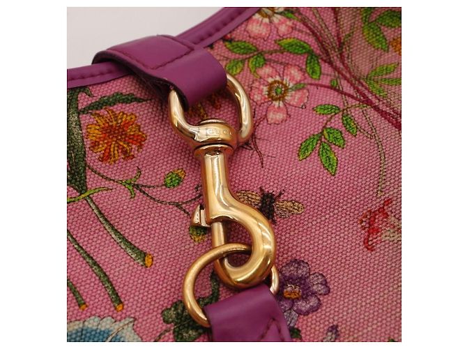 Borsa hobo Gucci con stampa floreale Rosa D'oro Porpora - vista 7