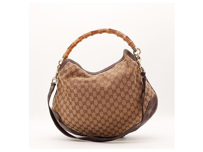 Bamboo Borsa Hobo Gucci Monogram con manico in bambù Marrone Monogramma - vista 3