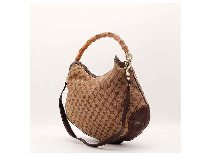 Bamboo Borsa Hobo Gucci Monogram con manico in bambù Marrone Monogramma - vista 4