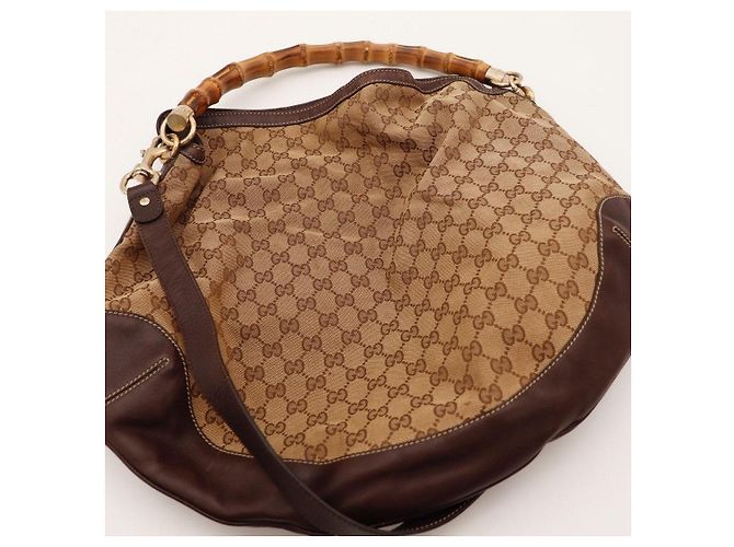 Bamboo Borsa Hobo Gucci Monogram con manico in bambù Marrone Monogramma - vista 6