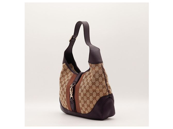Borsa Hobo Gucci Jackie Monogram Canvas Marrone Beige - vista 2