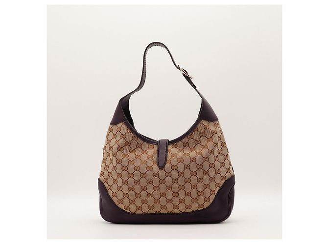 Borsa Hobo Gucci Jackie Monogram Canvas Marrone Beige - vista 3