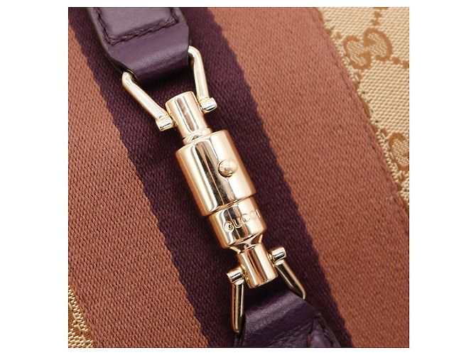 Borsa Hobo Gucci Jackie Monogram Canvas Marrone Beige - vista 7