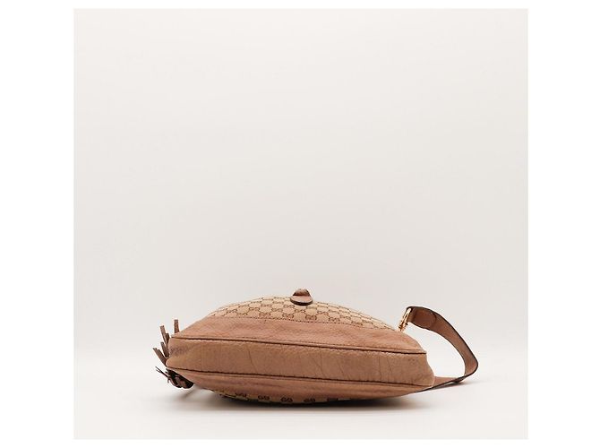 Bamboo Borsa Hobo Gucci in tela monogram con nappina in bambù Marrone - vista 5