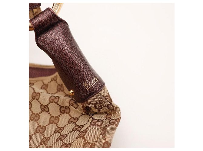 Borsa Hobo Gucci in tela monogramma Marrone - vista 7