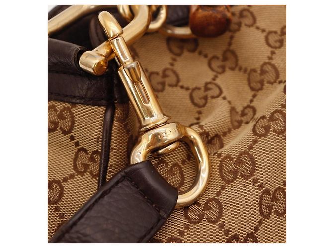 Borsa Tote Gucci Bamboo Shopper Marrone Monogramma - vista 10