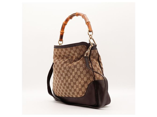 Borsa Tote Gucci Bamboo Shopper Marrone Monogramma - vista 2