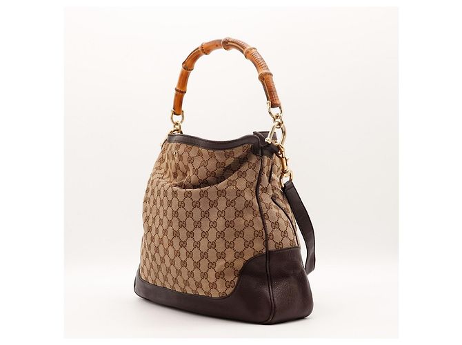 Borsa Tote Gucci Bamboo Shopper Marrone Monogramma - vista 4