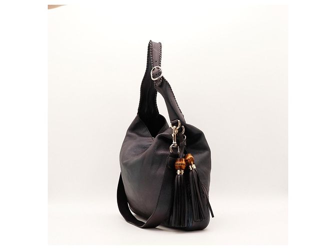 Bamboo Borsa hobo Gucci in pelle nera con nappa in bambù Nero - vista 4