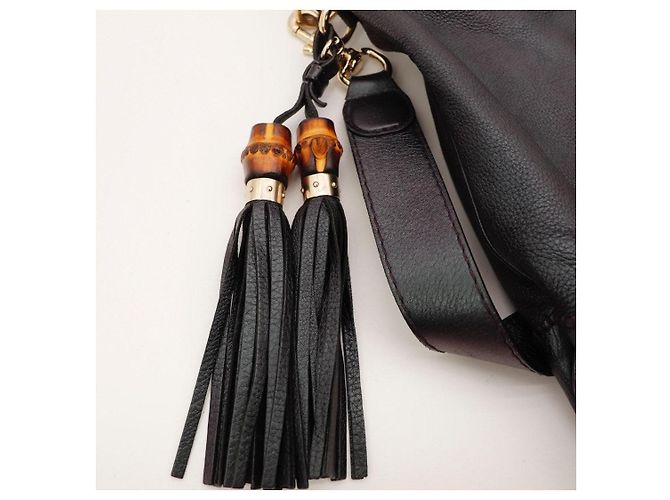 Bamboo Borsa hobo Gucci in pelle nera con nappa in bambù Nero - vista 7