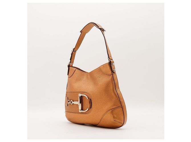 Borsa Hobo Gucci Horsebit in pelle bronzo metallizzato - vista 2