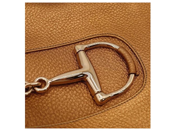Borsa Hobo Gucci Horsebit in pelle bronzo metallizzato - vista 7