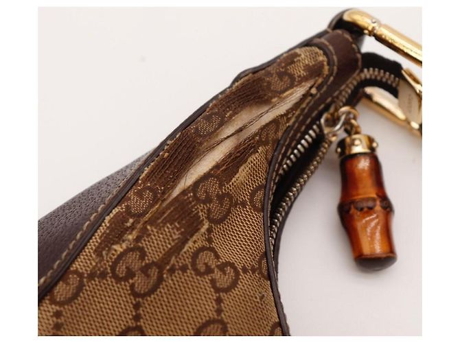Borsa Hobo Gucci Monogram Bamboo Marrone Monogramma - vista 12