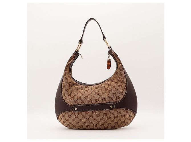Borsa Hobo Gucci Monogram Bamboo Marrone Monogramma - vista 3