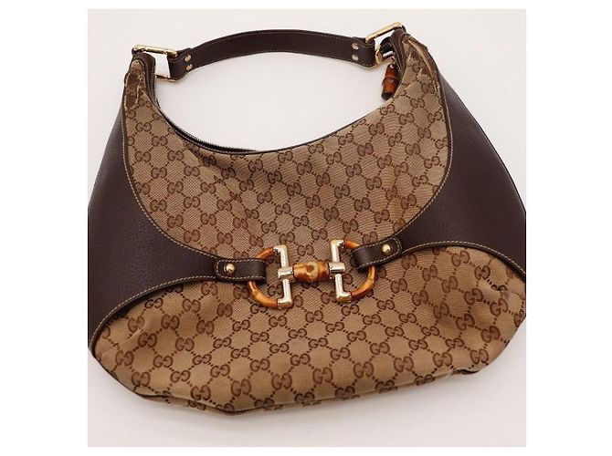 Borsa Hobo Gucci Monogram Bamboo Marrone Monogramma - vista 6