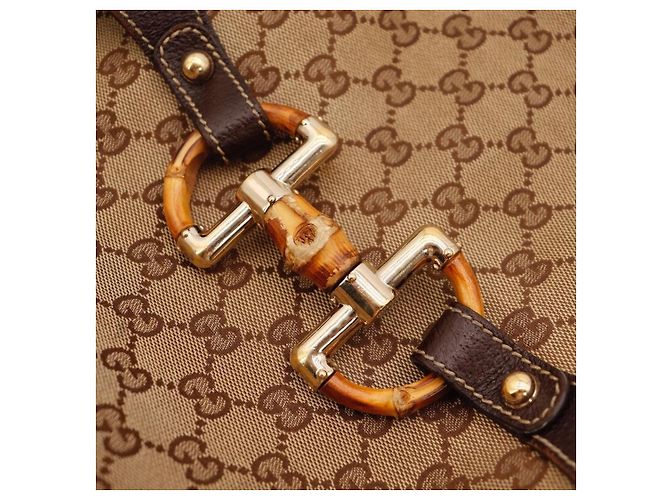Borsa Hobo Gucci Monogram Bamboo Marrone Monogramma - vista 8