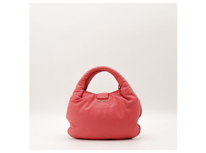 Bolsa Hobo Miu Miu em couro rosa - vista 3