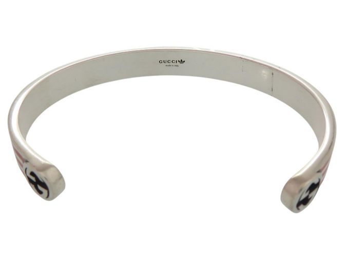 Bracciale rigido Gucci x Adidas Silver Nero Argento Arancione - vista 2