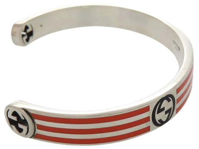 Bracciale rigido Gucci x Adidas Silver Nero Argento Arancione - vista 3