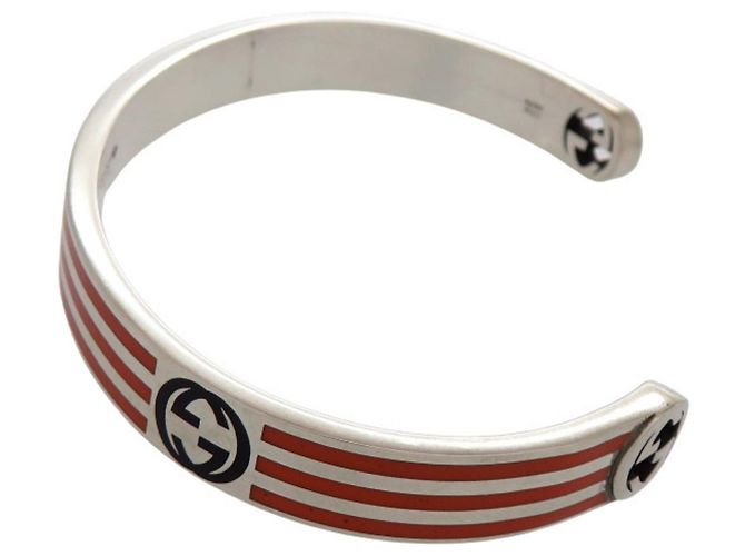 Bracciale rigido Gucci x Adidas Silver Nero Argento Arancione - vista 4