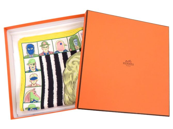 Hermès Foulard Hermes Petit Carré 45 DRESS CODE Nero Multicolore Verde Giallo - vista 2