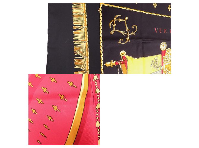 Hermès Pañuelo de seda Hermes Carre 90 Queen's Coronation Negro Roja Amarillo - vista 5
