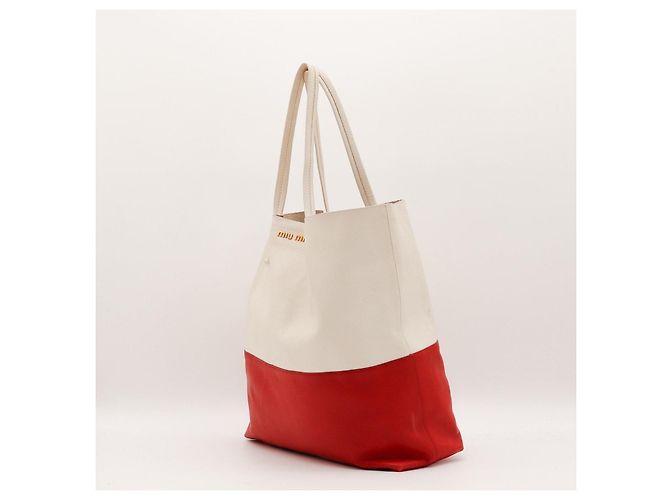 Borsa Tote Colorblock Miu Miu Bianco Rosso - vista 2