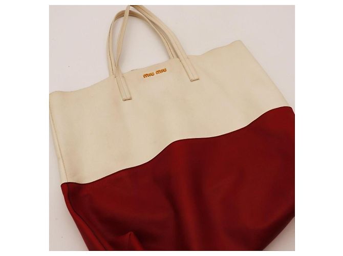 Borsa Tote Colorblock Miu Miu Bianco Rosso - vista 6