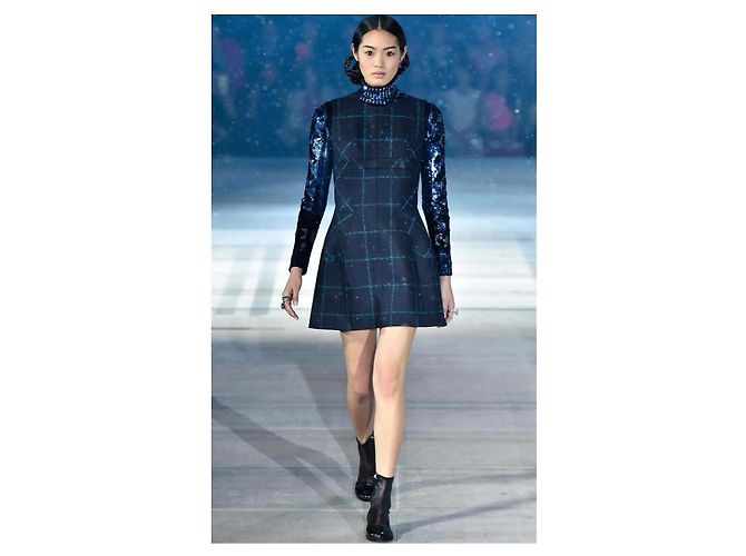 Christian Dior x Raf Simons Pre-Fall 2015 Pailletten-Top Dunkelblau - Ansicht 2