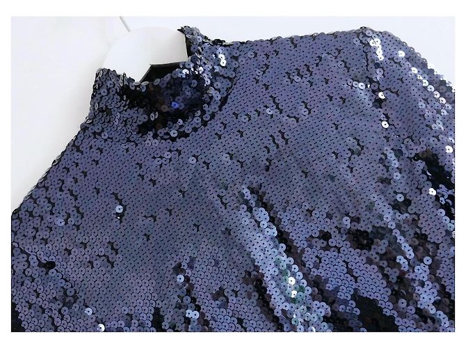 Christian Dior x Raf Simons Pre-Fall 2015 Pailletten-Top Dunkelblau - Ansicht 5