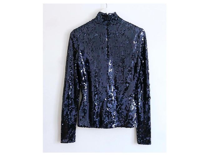 Christian Dior x Raf Simons Pre-Fall 2015 Pailletten-Top Dunkelblau - Ansicht 7