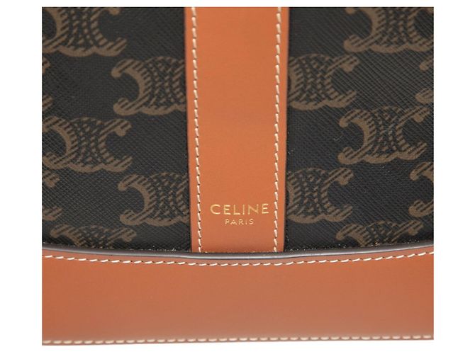 Céline Celine Triomphe Small Bucket Crossbody Shoulder Bag Marrone Nero - vista 5