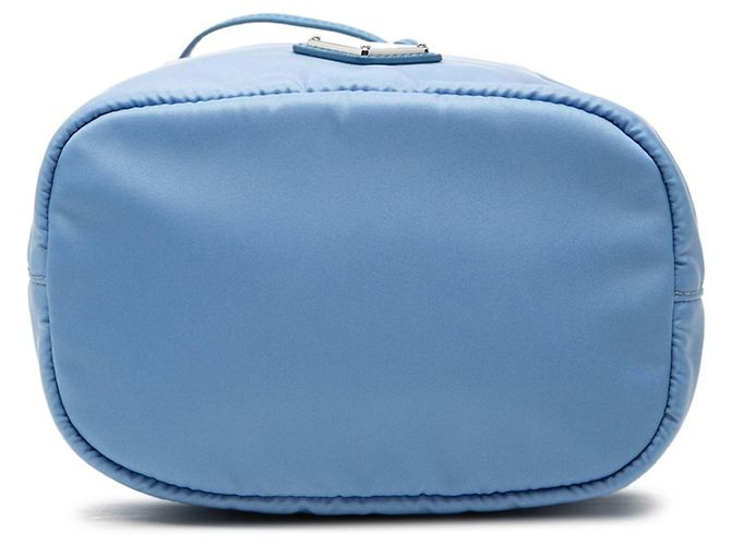 Pouch a mano Prada in Tessuto con placca logo triangolare Blu - vista 3