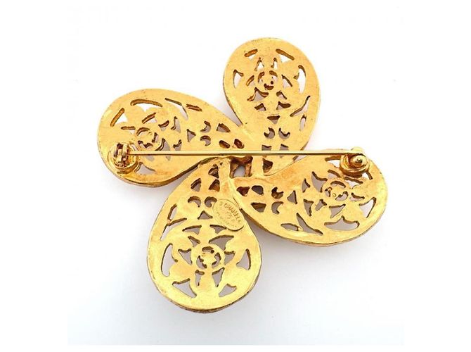 Spilla Chanel 95A Coco Mark Gold Flower D'oro - vista 2