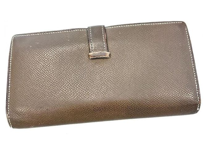Hermès Cartera larga Hermes Veau Epsom Etoupe Bearn Soufflé Beige Gris pardo - vista 2