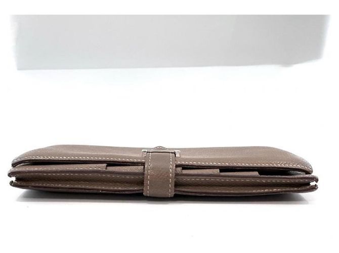 Hermès Cartera larga Hermes Veau Epsom Etoupe Bearn Soufflé Beige Gris pardo - vista 3