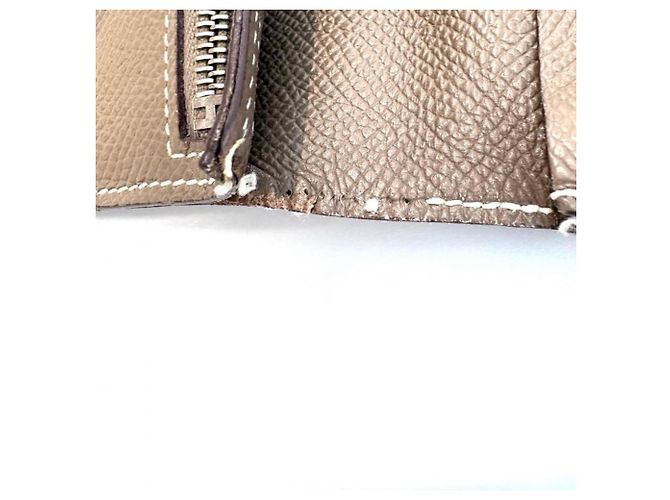 Hermès Cartera larga Hermes Veau Epsom Etoupe Bearn Soufflé Beige Gris pardo - vista 7