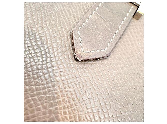 Hermès Cartera larga Hermes Veau Epsom Etoupe Bearn Soufflé Beige Gris pardo - vista 9