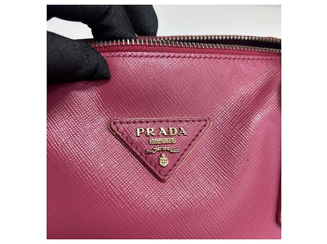 Prada Saffiano Bowler Leather medium Rosa - vista 6