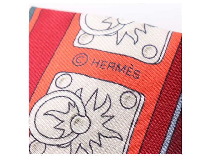 Hermès Hermes Twilly Colliers de Chiens Ribbon Scarf Muffler Multicolore Verde Bordò - vista 4