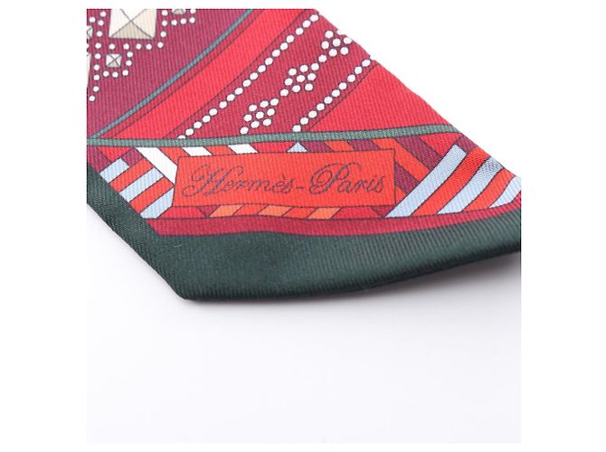 Hermès Hermes Twilly Colliers de Chiens Ribbon Scarf Muffler Multicolore Verde Bordò - vista 6