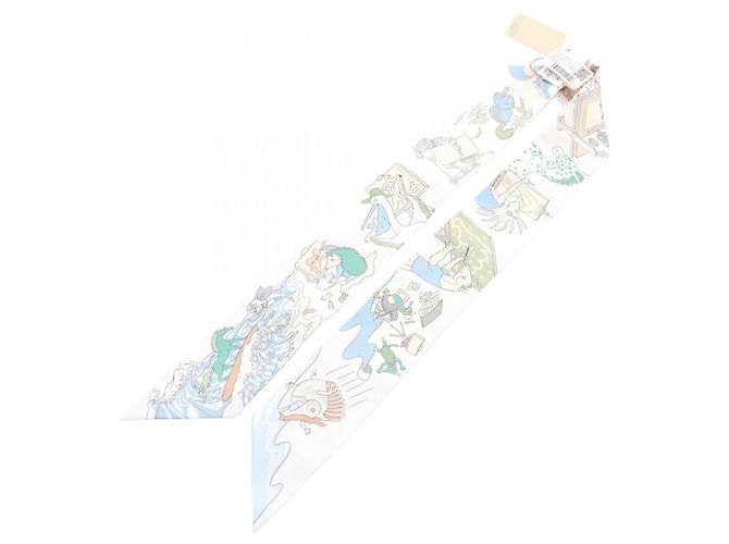 Hermès Twilly Academia Hippica Ribbon Scarf Bianco Multicolore - vista 3