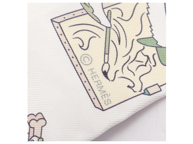 Hermès Twilly Academia Hippica Ribbon Scarf Bianco Multicolore - vista 4