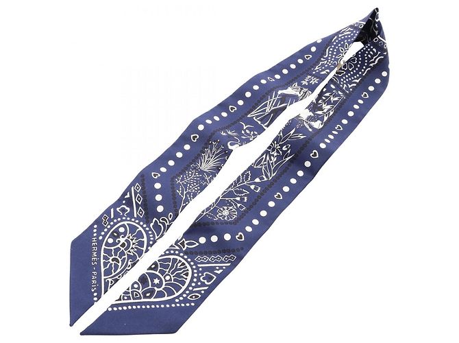 Hermès Twilly Entre Ciel et Mer Bandana Scarf Blu navy - vista 2