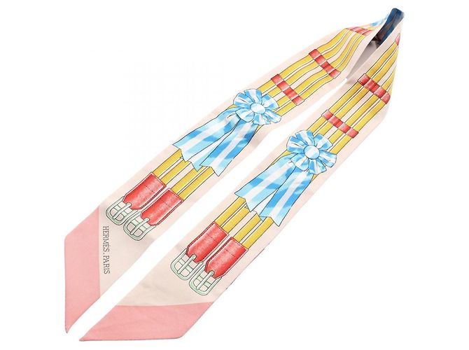 Silk In Hermès Hermes Twilly Jumping Ribbon Schal Mehrfarben Beige - Ansicht 2