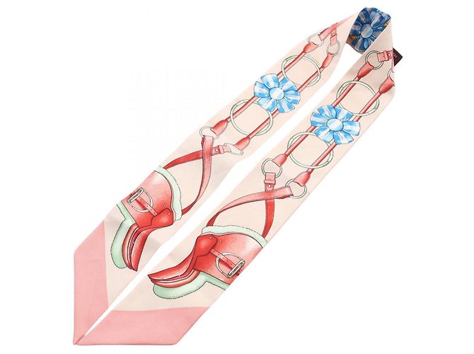 Silk In Hermès Hermes Twilly Jumping Ribbon Schal Mehrfarben Beige - Ansicht 3
