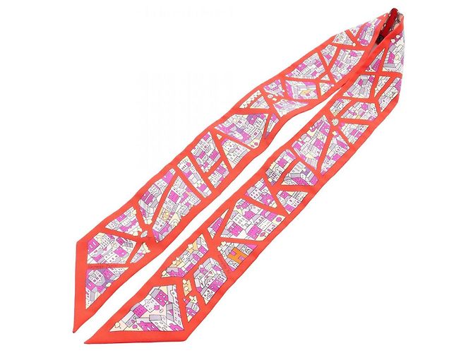 Hermès Carré Twilly Hermes Rive Droite Gauche Rouge Multicolore - vue 2