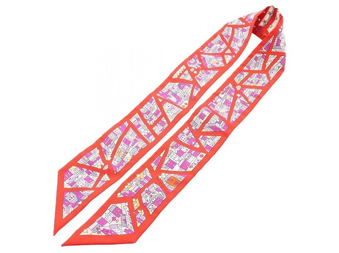 Hermès Carré Twilly Hermes Rive Droite Gauche Rouge Multicolore - vue 3