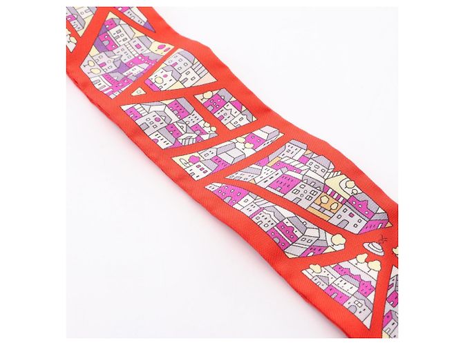 Hermès Carré Twilly Hermes Rive Droite Gauche Rouge Multicolore - vue 6